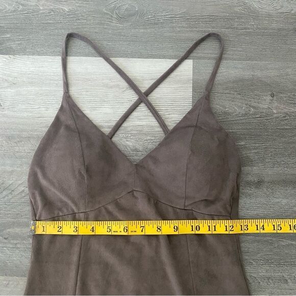 Windsor Bodycon Mini Dress Brown Taupe Grey Faux Suede XS - Picture 6 of 8
